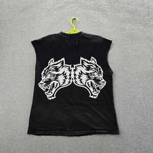Darc Sport Men Shirt M Black Muscle Tank Wolf Heads Print Sleeveless Logo